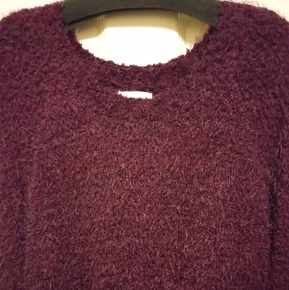 Lauren Conrad Popo Oversized Fleece Maroon Tunic Fuzzy Sweater Size 2X $50
